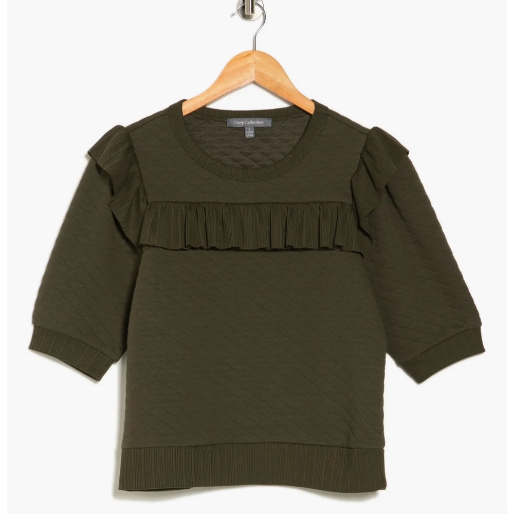 Grey Collective Mixed Media Sweatshirt NWOT L